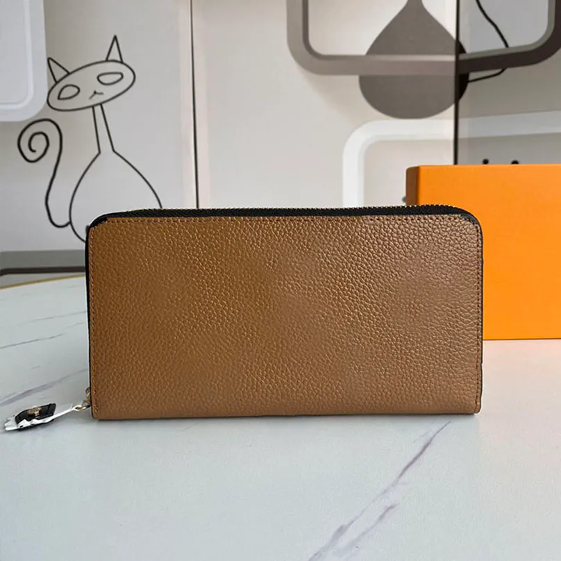 M69698 man lång blixtlås plånbok kreditkort hållare luxurys designers multicolor läder mynt handväska kvinna mode koppling plånböcker med låda