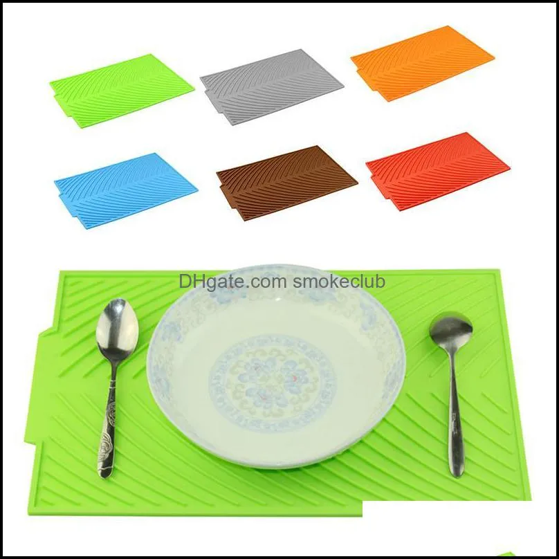 Mats & Pads Silicone Table Placemat Premium Heat Resistant Drying Mat Cup Pad Dinnerware Tableware Dishwasher Kitchen Accessories