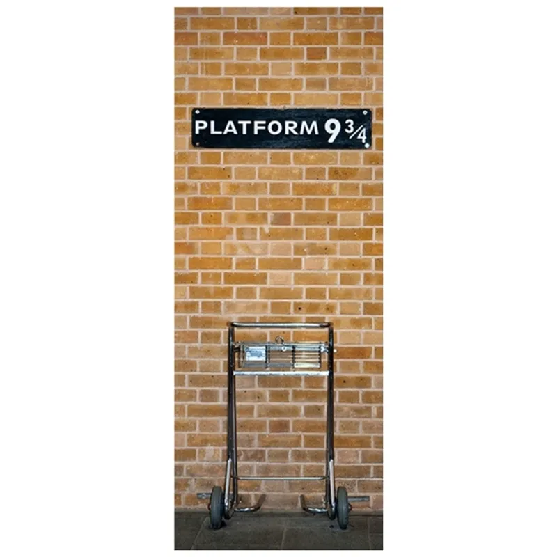 77 * 200 cm ragazzo magico poster del film London Platform 9-3 / 4 porta 3d murale adesivi murali in vinile decorazione della camera dei bambini carta da parati del fumetto 210705