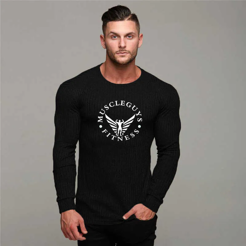 MachineFitness 2021 Brand Fashion Tunna Mens Pullover Tröjor Casual Höst Fitness Stickad Sweater Men Masculino Jersey Kläder Y0907