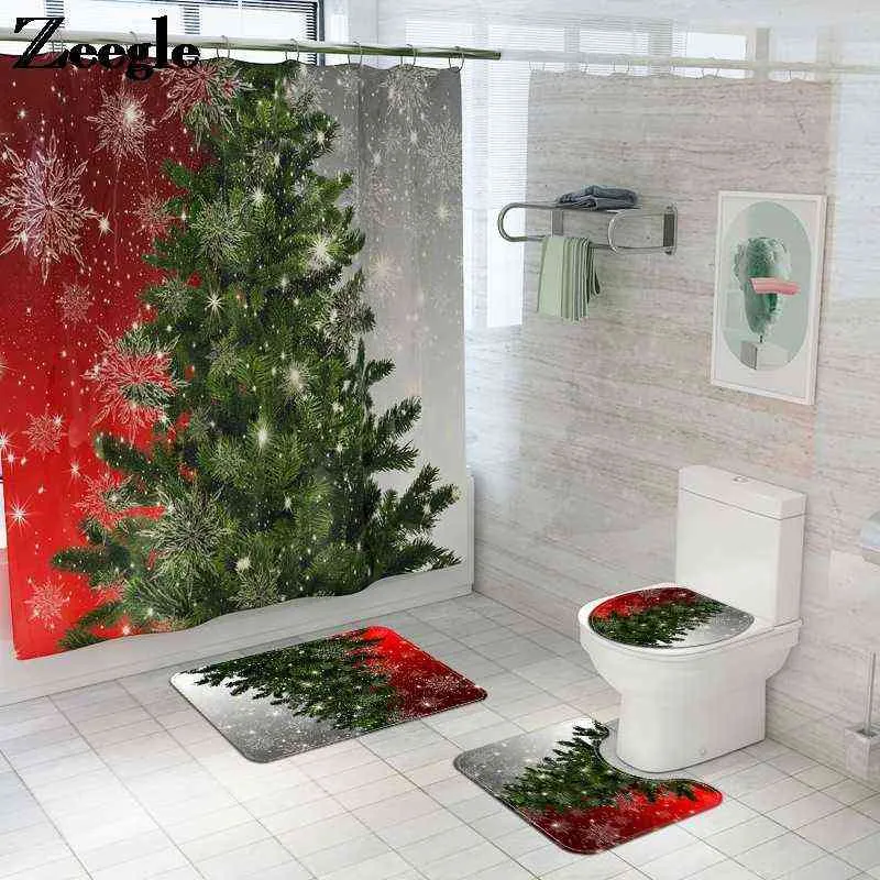 Christmas Tree Carpet Toilet Seat Cover Mat Bathroom Anti Slip Mat for Bathroom Toilet Cover Set Bath Carpet Waterproof Carpet
