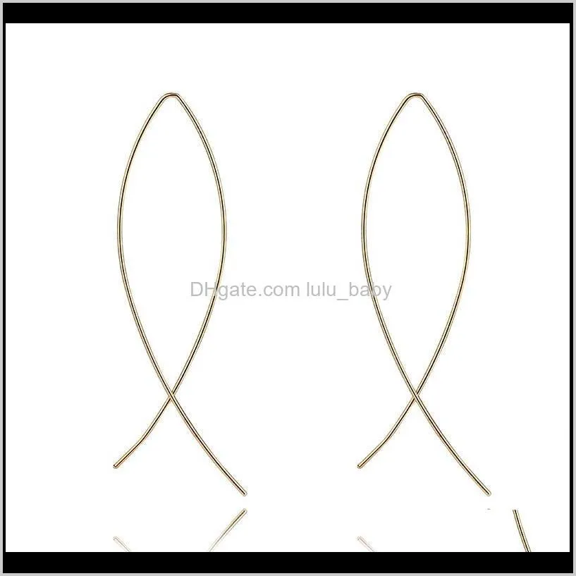 fish shaped stud earrings simplicity handmade copper wire earring for women brincos de gota feminino 2018 geometric new