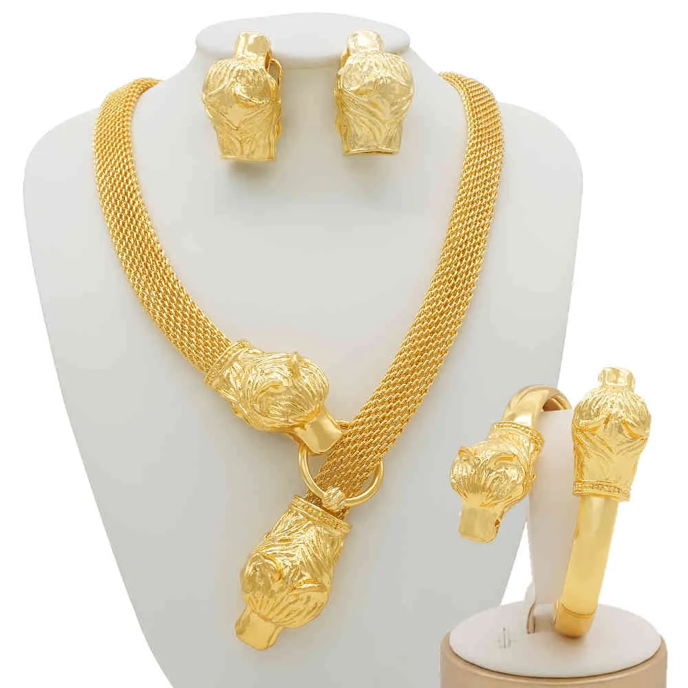 Sets de jóias de cor de ouro Africano 24k para mulheres Dubai Bridal Wedding esposa presentes colar bracelete brincos anel jóias conjunto