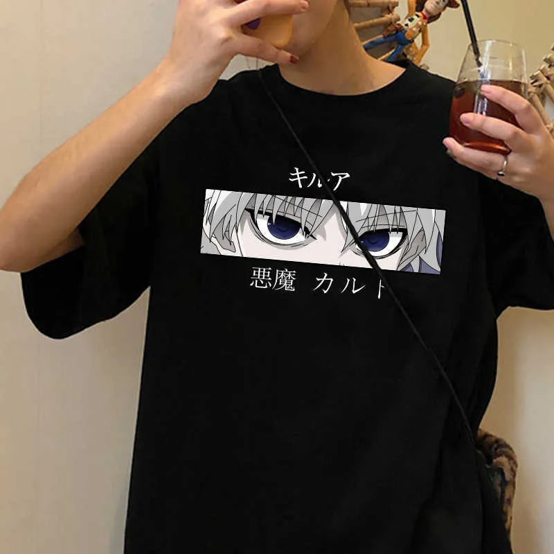 T-shirt escuro t-shirt caçador x caçador top mulheres japonês japonês t-shirt dos desenhos animados killua zoldyck diabo t-shirt fêmea Y0629