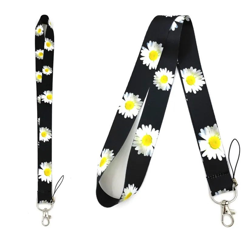 100 stks Daisy Flower Neck Strap Lanyard voor Sleutels Vrouwen Mannen Id Card Badge Holder Mobiele Telefoon Banden Hang Touw Lint Lanyards