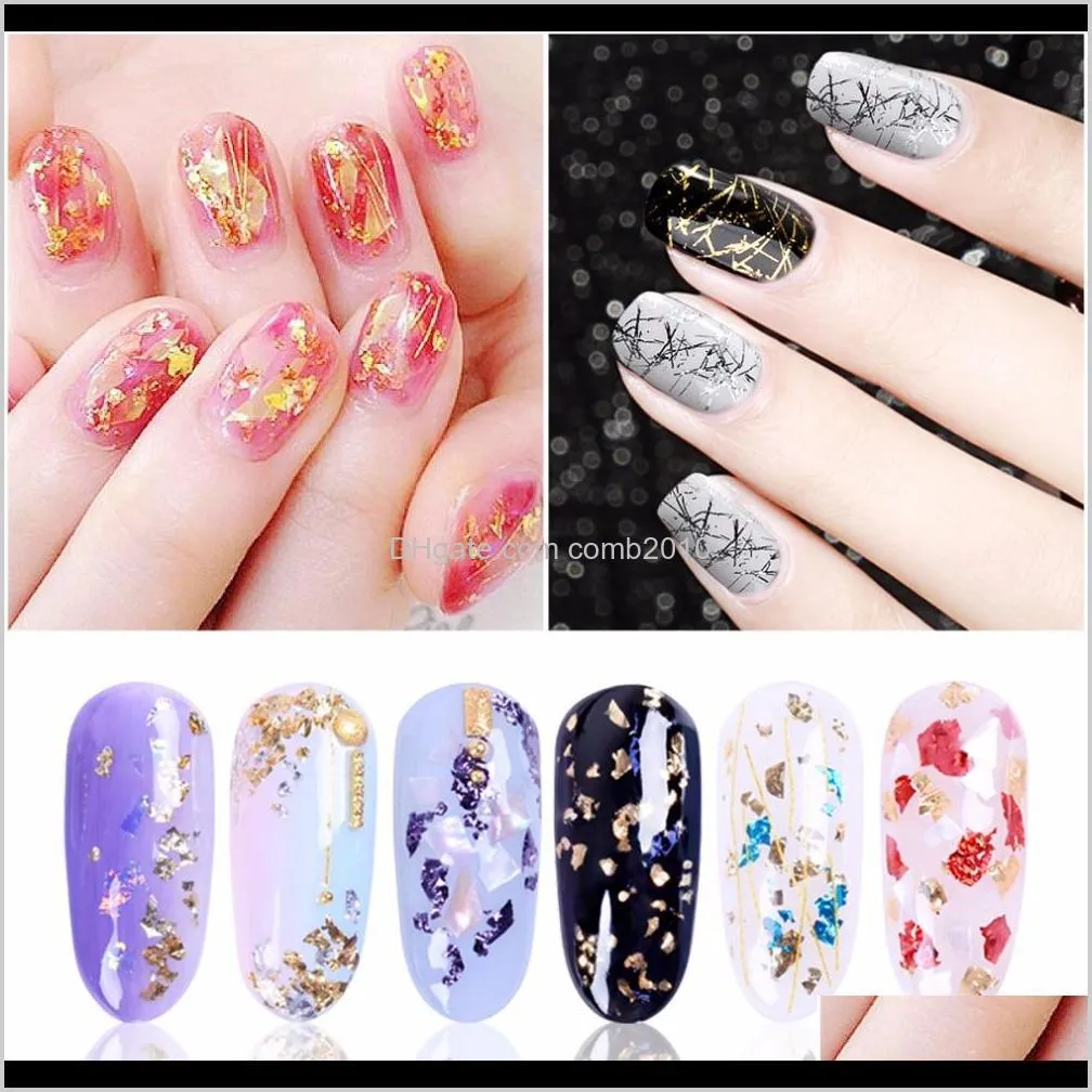 8 colors gold silver glitter nail sticker red flake chip foil paper nail art decoration paillette sequin manicure decal tools