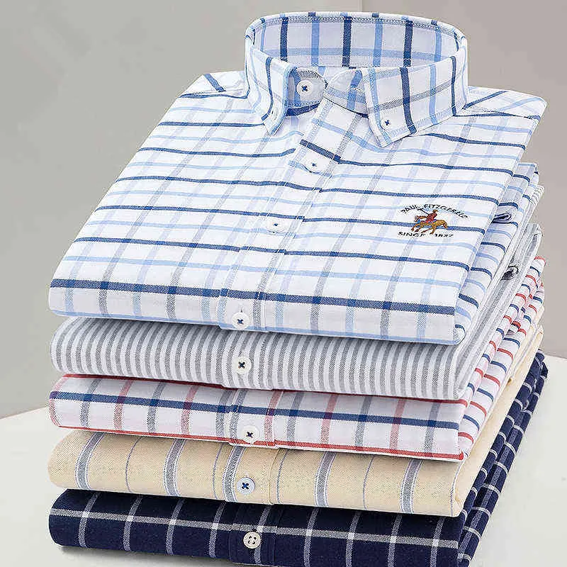 2020 Nuovi Uomini di Arrivo Camicia Oxford di Alta Qualità 100% Camicia di Cotone Maschile Camicie a Maniche Lunghe Casual Abito Moda Camicette DS369 G0105