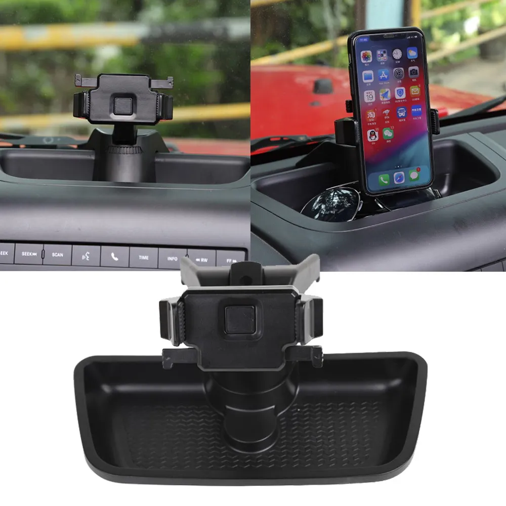 for Jeep Wrangler JK 2012 2013 2014 2015 Phone Holder Stander GPS Dash Mount Bracket Storage Box ABS Car Accessories