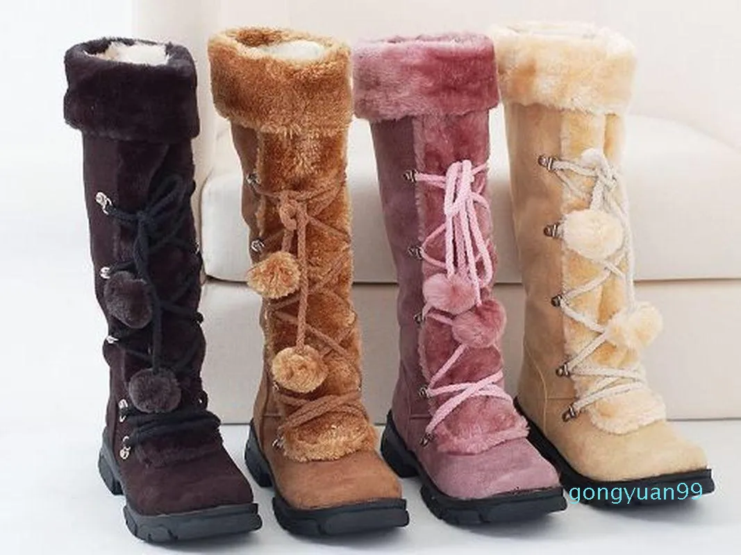 Bottes femmes fourrure dames chaussures d'hiver femme fermeture éclair décontracté genou garder au chaud neige noir grande taille 2021