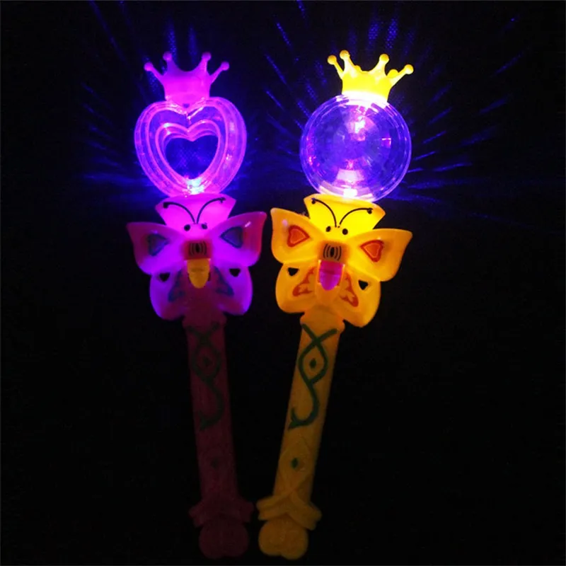 Partihandel-Novelty Kids Light Blinkande Princess Fairy Magic Wand Sticks Girls Party Favor Heja Supplies 1977 V2