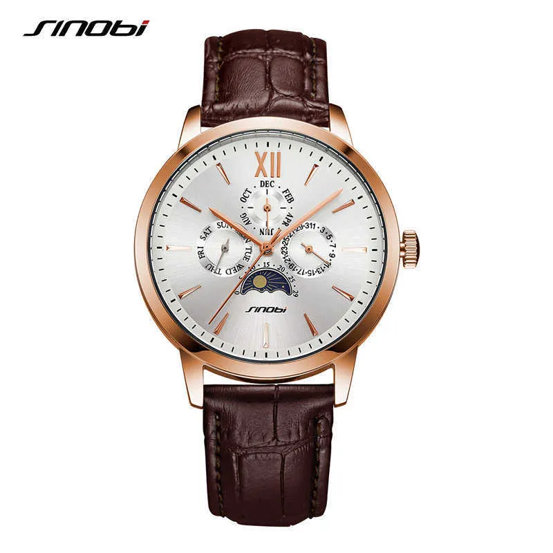 Sinobi Top Brand Originali Moda uomo Orologi di lusso Funzione maschile Orologio Calendario Orologi da polso al quarzo Relogio Masculino Saat Q0524