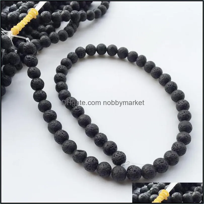 Fashion 8MM Black Lava Volcanic Stone Loose Beads DIY Buddha Essential Oil Diffuser Charm Bead Jewelry Making Accessories