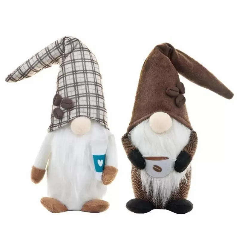 Juldekoration Kaffe Gnome Plaid Swedish Tomte Faceless Toy Scandinavian Figurine Nordic Plush Decor