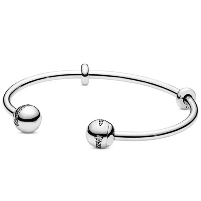 NUOVO 2021 100% 925 Sterling Silver Diamond Circle Bracciale Fit fai da te originale gioielli Fshion regalo 6667
