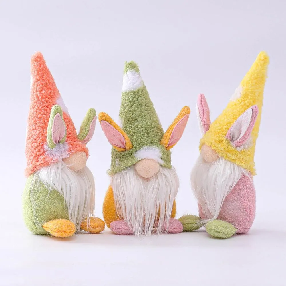 Easter Bunny Gnome Handmade Swedish Tomte Rabbit Plush Toys Doll Ornaments Holiday Home Party Decoration Kids Easter Gift FY7600