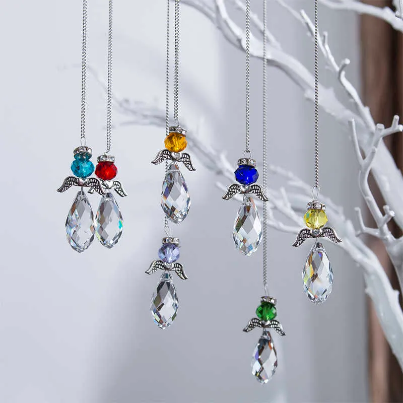 H&D Hanging Crystals Ornament Sun Catcher with Chain 6 Pack Glass