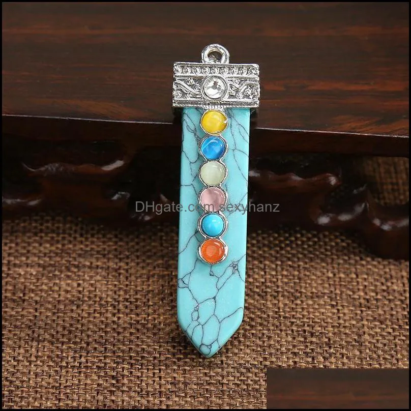 natural crystal chakra Pendant Necklace men`s and women`s seven chakra crystal sword type hot sale