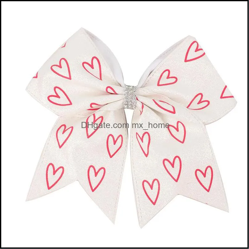 Baby Hair Accessories Valentine`s Day Girls Bow Hairbands Turban Elasticity fashion Kids Hairbow Boutique bow-knot Love heart print HairBand 7 inches
