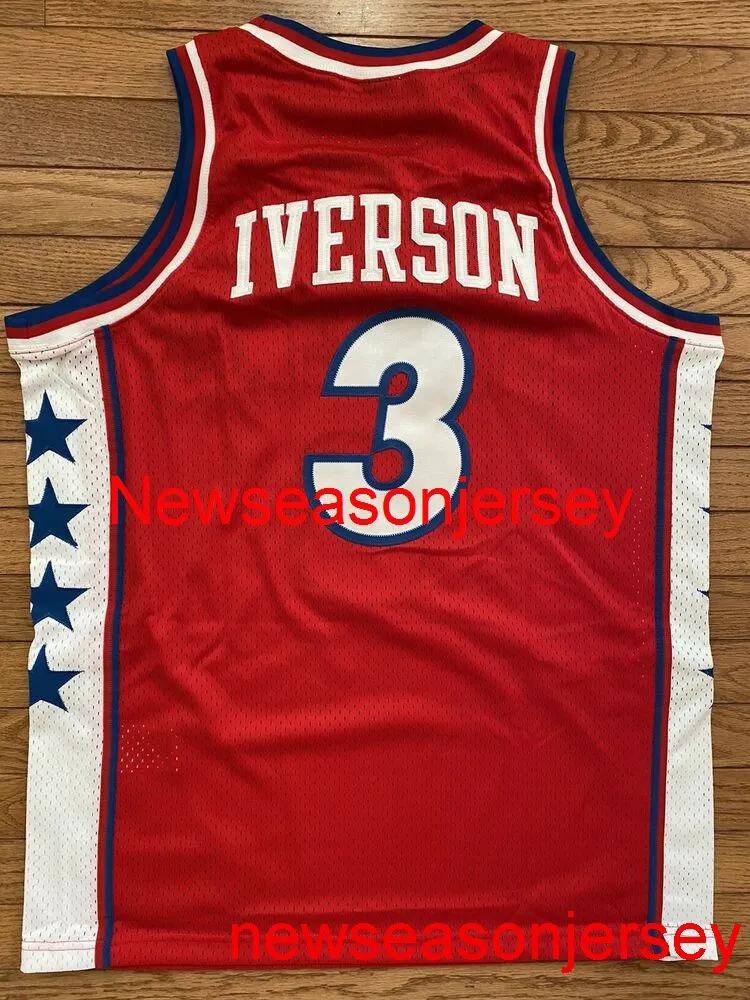 Dikişli Allen Iverson Swingman Jersey Yeni Nakış Forması Boyutu XS-6XL Özel herhangi bir isim numarası basketbol formaları