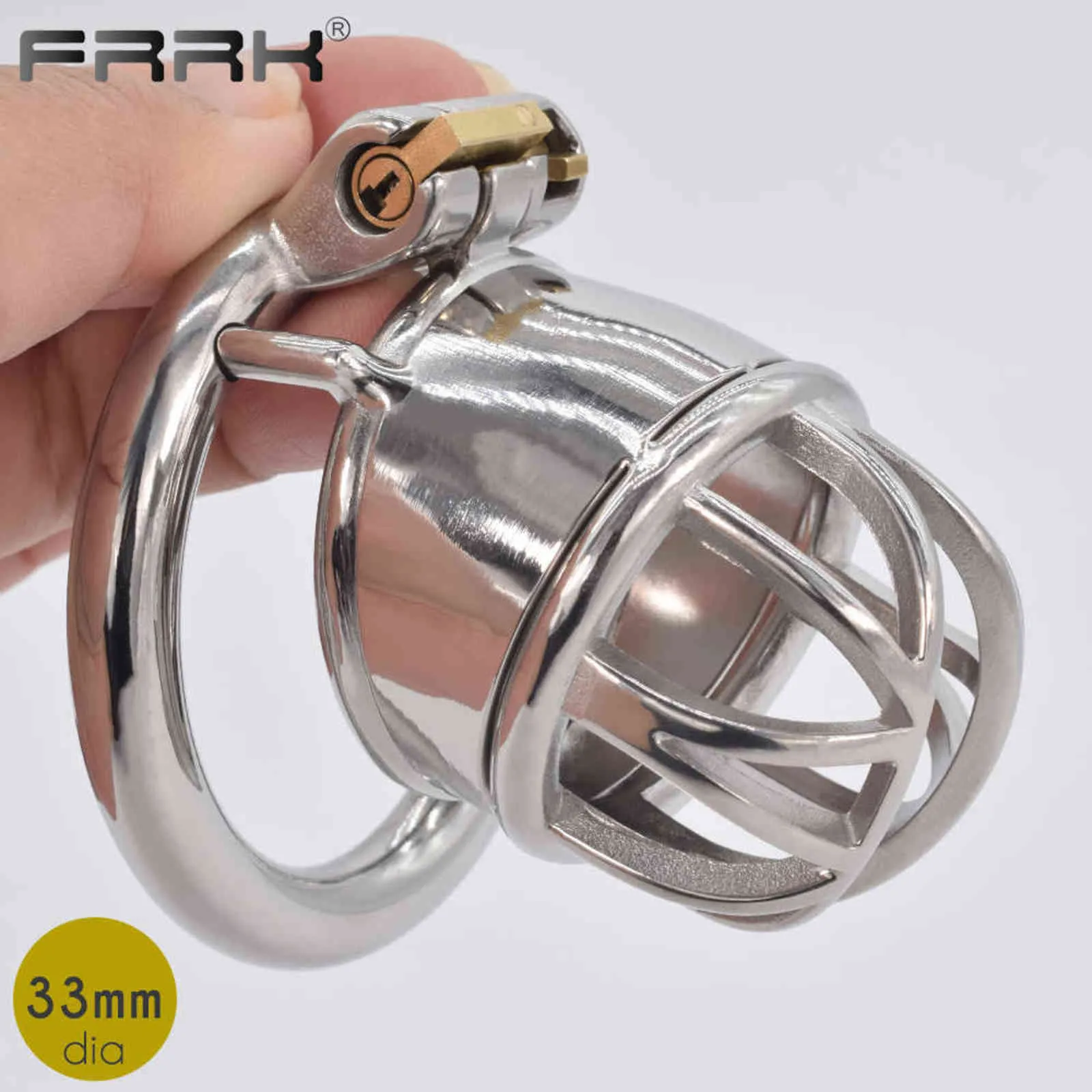 NXY Cockrings FRRK Metal Cock Tube BDSM Adult Sex Toys for Men Put On Dicks Chastity Device Wear Male Bondage Belt Penis Rings CB Lock Bird 1124