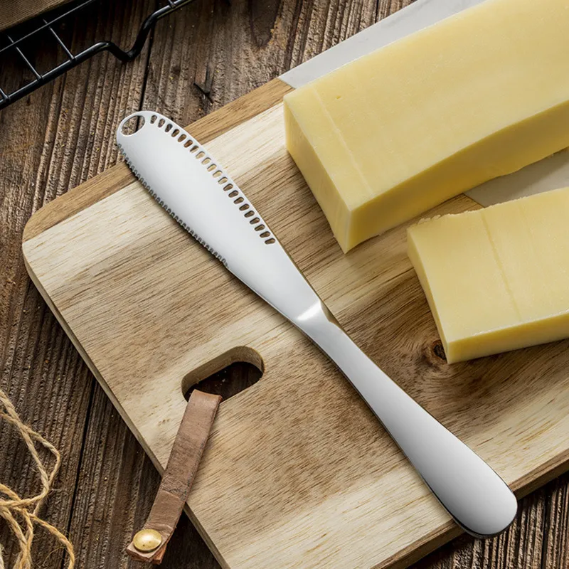 High Quality Stainless Steel Butter Knife with Hole Cheese Dessert Jam Cutlery Tool Kitchen Toast Bread Tableware