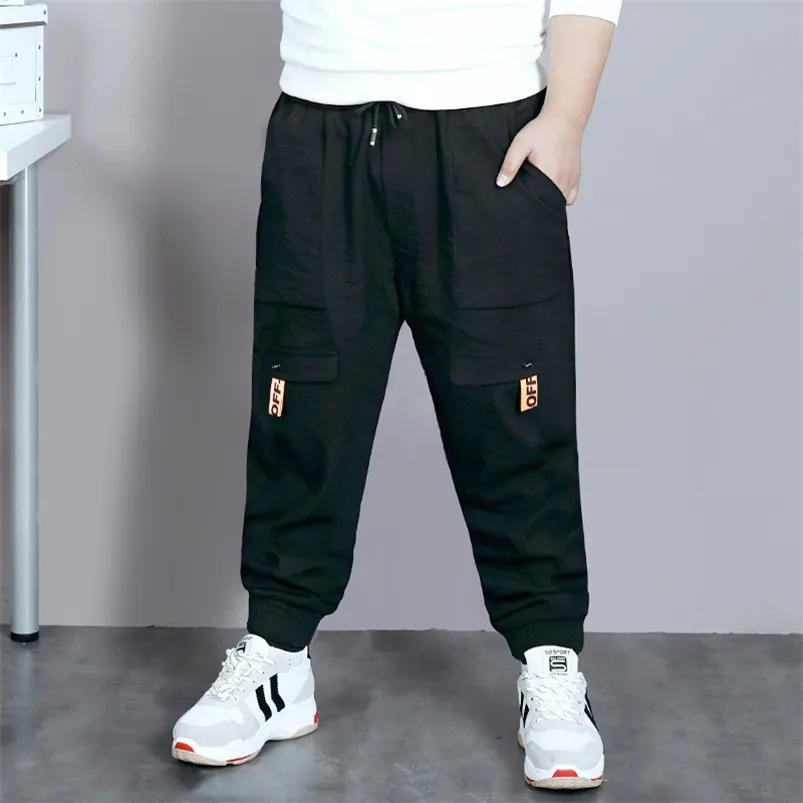 Big Boys Pants Autumn Teenage School Trousers Casual Fat Kids Solid Long Pant Breathable Plus Size Clothes for 8-16 Years 210622