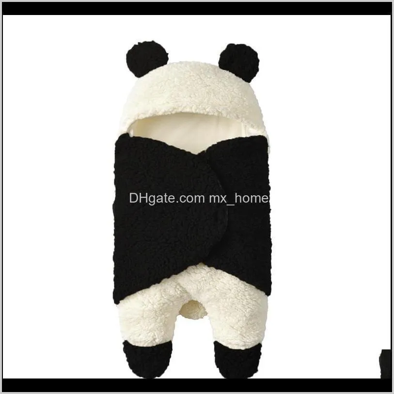 Thick warm plush baby swaddle Cartoon panda modeling Newborn Baby Sleeping Wrap Blanket Photography Prop for babies Boys Girls