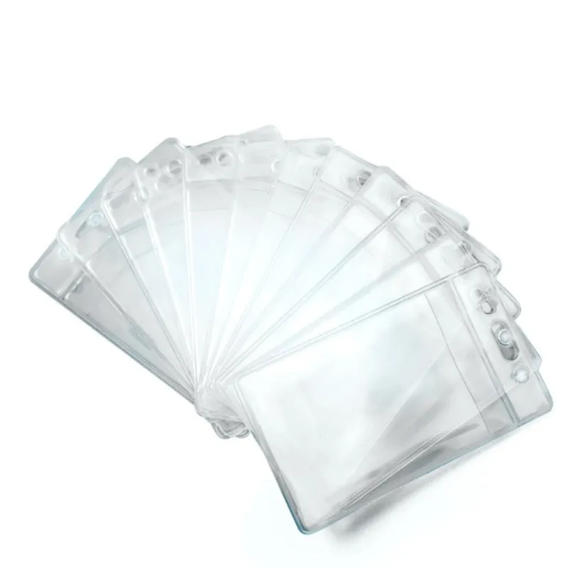 Nouveau chaud 2020 Vertical Transparent vinyle plastique clair porte-Badge de carte d'identité avec fermeture éclair vinyle plastique clair