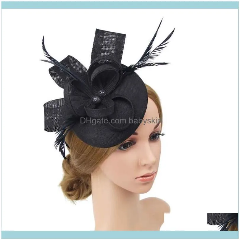 Women Feather Fascinator Party For Wedding Elegant Pillbox Hat Pography Gift Net Headband Headwear Cocktail Banquet Hair Clip1
