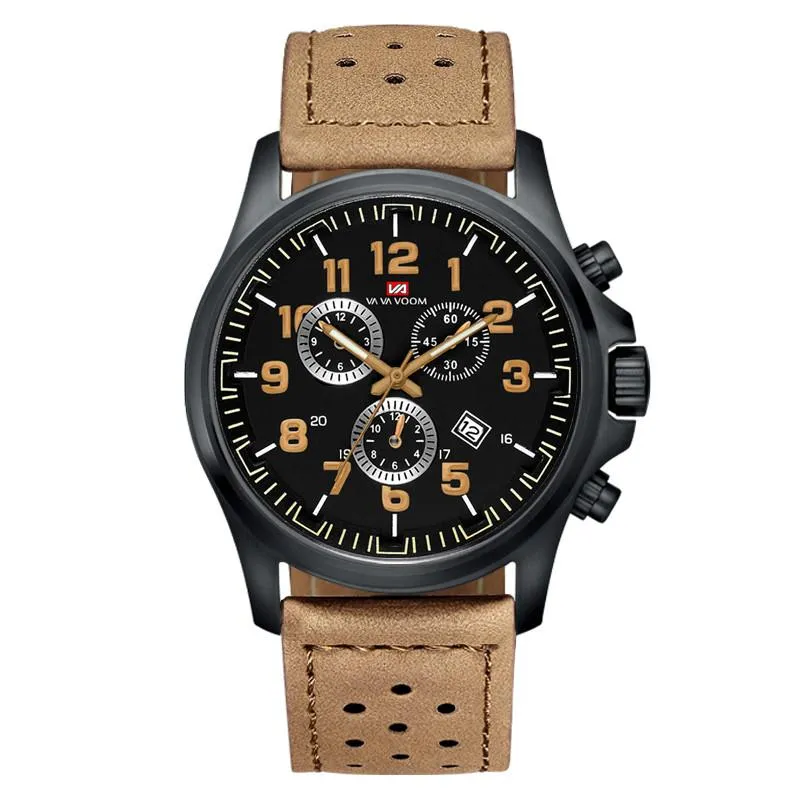 Military Outdoor Field Sports Watch Quartz Calendar Waterproof Belt Men's Wristwatches218S