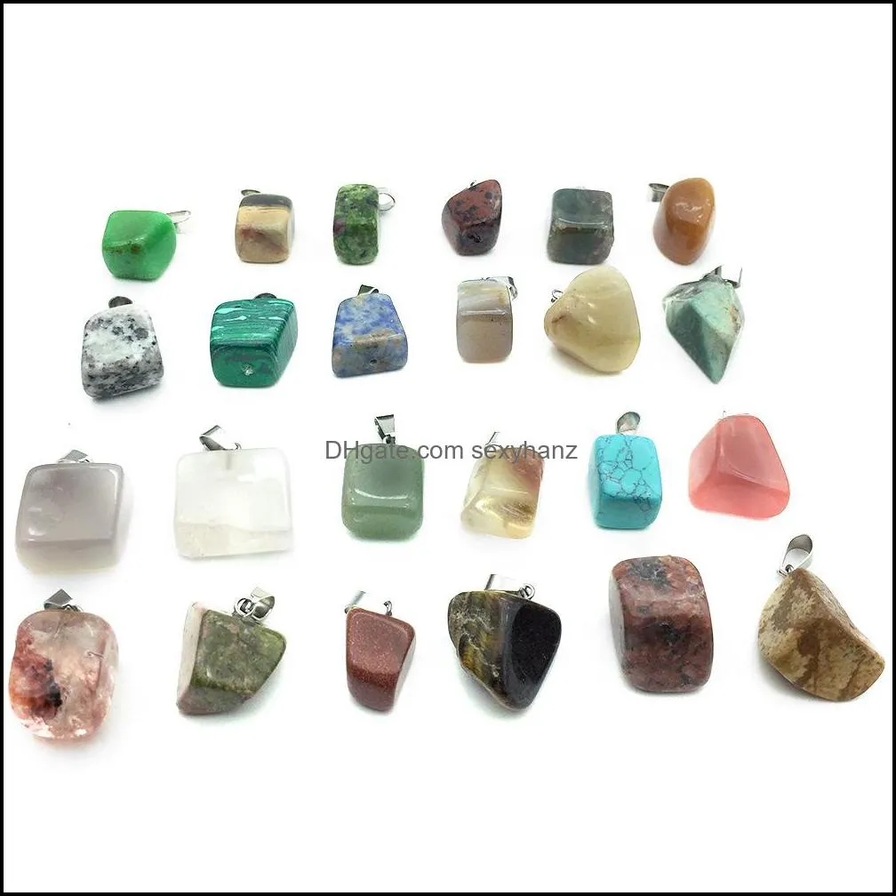 Natural Stone Charms Irregular Shape Beads Pendant Rose Quartz Healing Reiki Crystal Finding for DIY Necklaces Women Fashion Jewelry