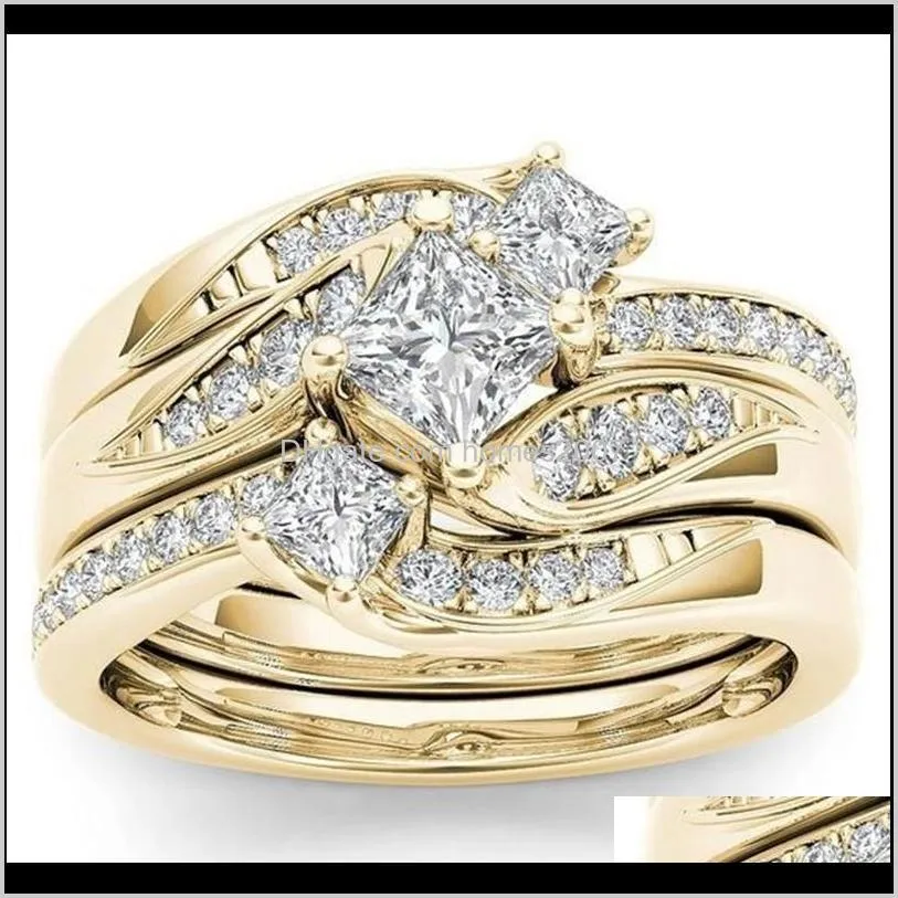 jewelry promise love engagement rings for women exquisite female bridal ring set fashion / wedding band