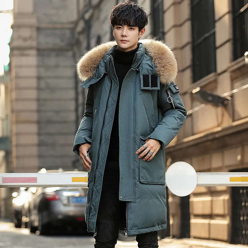 Mens knee length down on sale jacket