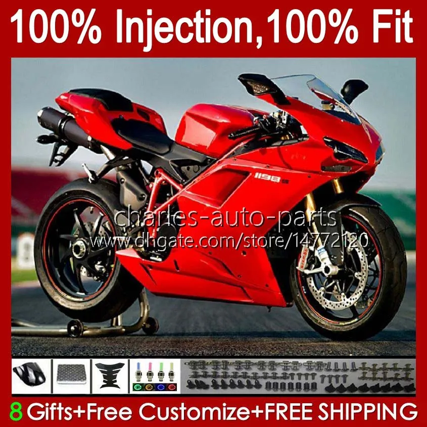 Injection Bodys For DUCATI 1198R 848 1098 1198 S R 2007 2008 2009 2010 2011 2012 18No.47 Bodywork 848S 1098S Factory Red 1198S 848R 1098R 07 08 09 10 11 12 OEM Fairing Kit