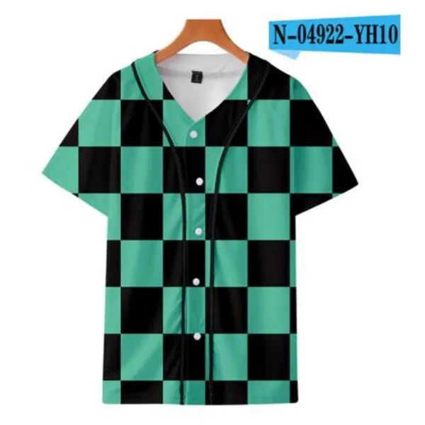Custom Baseball Jersey Mens Knoppen Homme T-shirts 3D Printing Overhemd Streetwear Tees Shirts Hip Hop Kleding Voor- en Achterafdruk 073