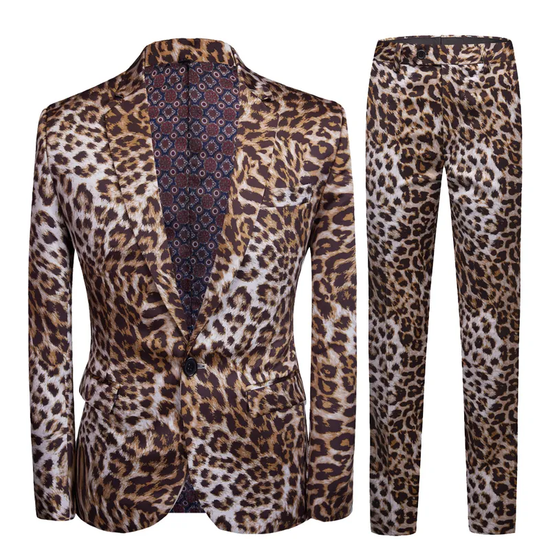 Spring High Quality Leopard Print Wedding Suits Men's Casual Men's Dress Suits Business Suits Blazers Two Piece Set Coat+Pants 220310