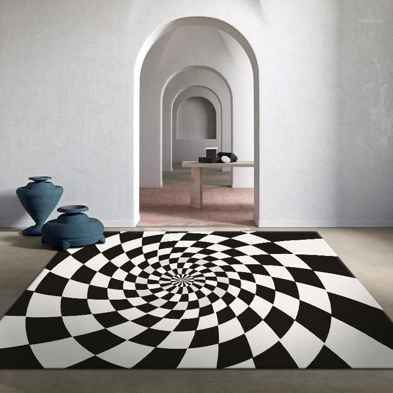 Carpets Visual Gradient Carpet Floor Mat Spiral Stereo Vision Coffee Table Living Room Decorative Bedroom Decoration