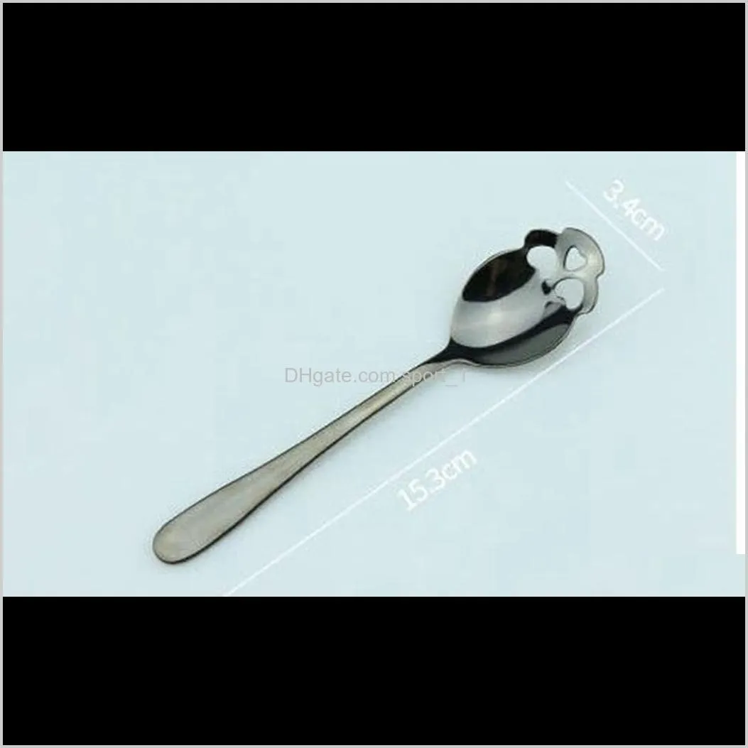 sugar skull tea spoon stainless steel silverware for tea coffee spoons cutlery tea spoon 3 colors kka8123