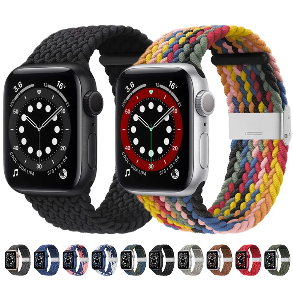 Solo Loop Regulowany Pleciony Pasek dla Apple Watch Band 44 / 40mm Iwatch Band 42 / 38mm Bransoletka Sportowa Watchband Series 6 5 4 3 se