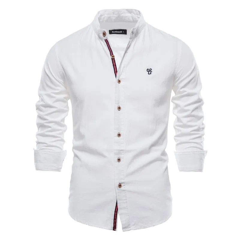 Aiopeson Spring Cotton Linenシャツの男性ソリッドカラー高品質長袖シャツ男性春カジュアルソーシャルメンズシャツ210615