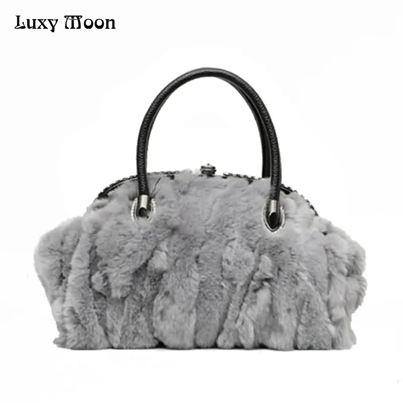 Handtassen Damesmode Luxy Moon Lederen Tas Echte Bont Draagbare Handvat Shell Shoot Shoulder Bolsos ZD854