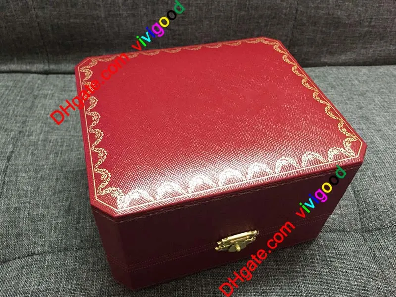 Märke lyxiga herrtillbehör för röd klocklåda original inner yttre kvinnas klockor lådor män armbandsur box277j
