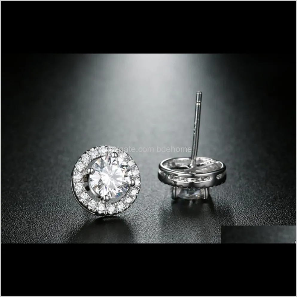 new arrival fashion earings big diamond round earrings for women girl white zircon earrings ship
