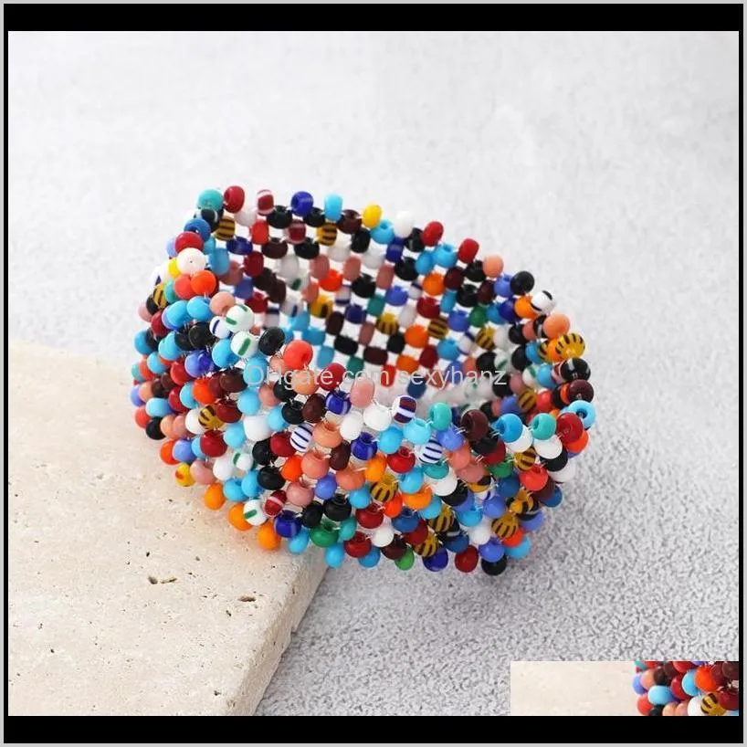 Bracciali Jewelryone Bracciale intrecciato a mano con gioielli di moda con vetro ceco e cordino elastico - 56 mm (Be177) con perline, fili consegna 2021