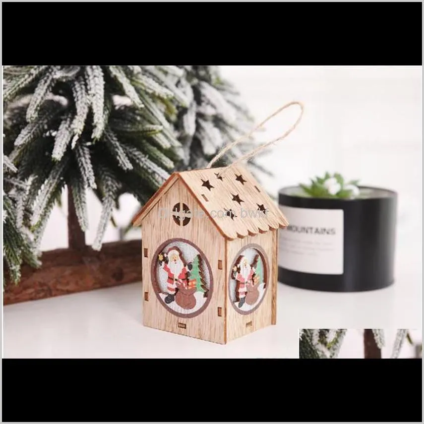 christmas decorations luminous wooden house elderly house hotel christmas tree decoration ornaments diy gift window decoration sz501