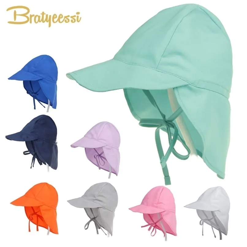 SPF 50+ Baby Sun Hat Justerbar Sommar Baby Cap för Pojkar Travel Beach Baby Girl Hat Kids Barn Barnhattar S / L 211023