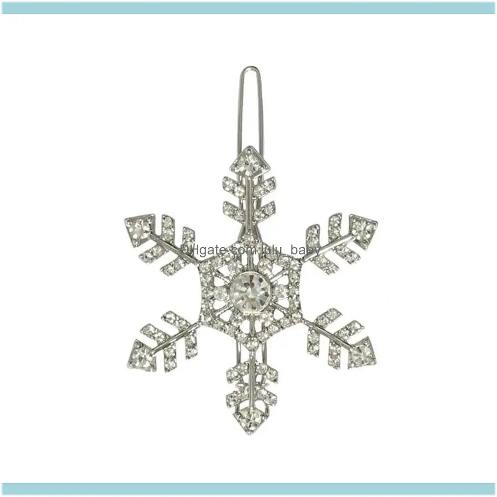 2021 Geometric Clips Fashion Metal Snowflake Rhinestone pin Diamond Hair Jewelry Gold Silver Barrettes Accessories