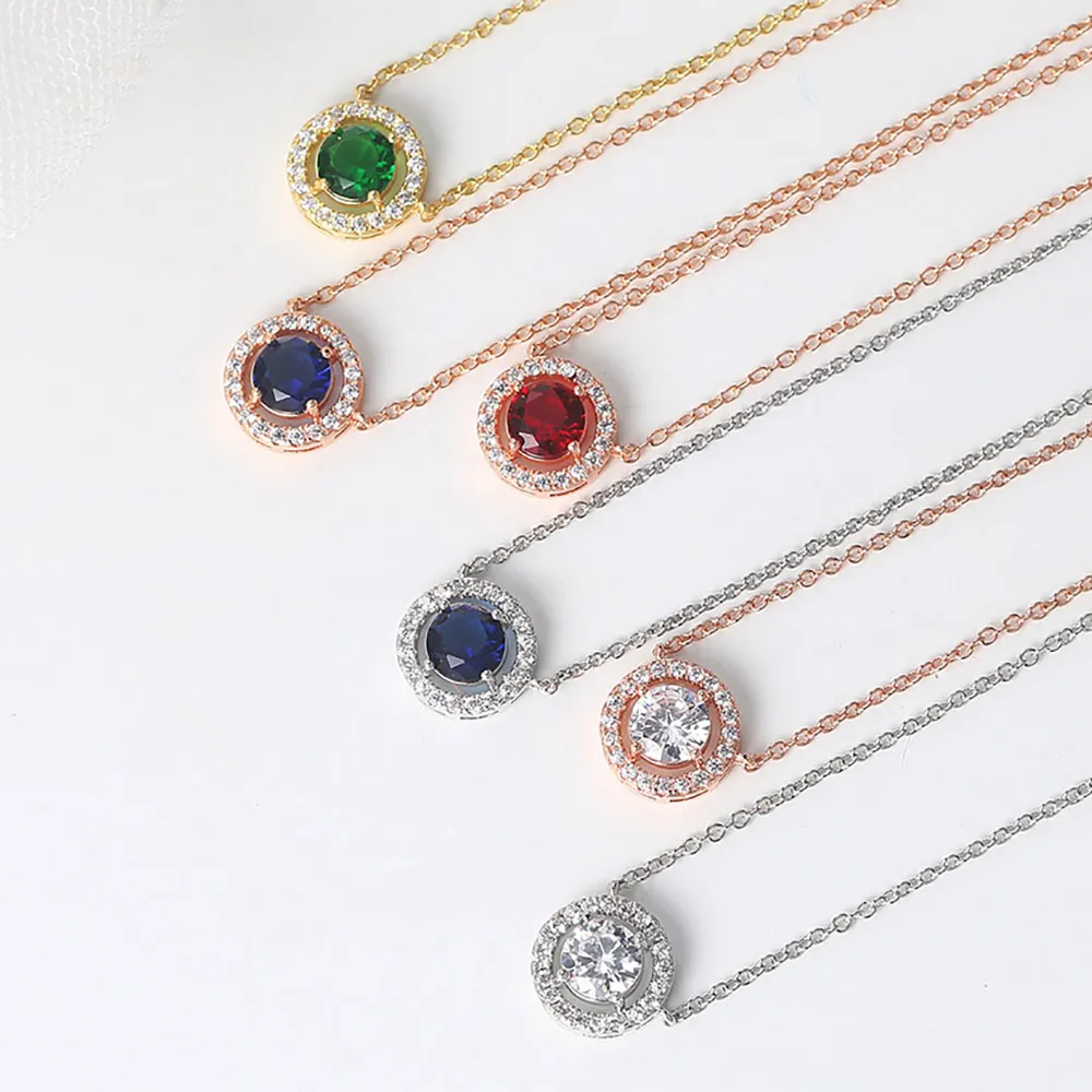 Shiny Pendant Necklaces For Women 2021 Aesthetic Jewellery Collar Choker Chain Cubic Zirconia 6 Colors Fashion Jewelry N095-M