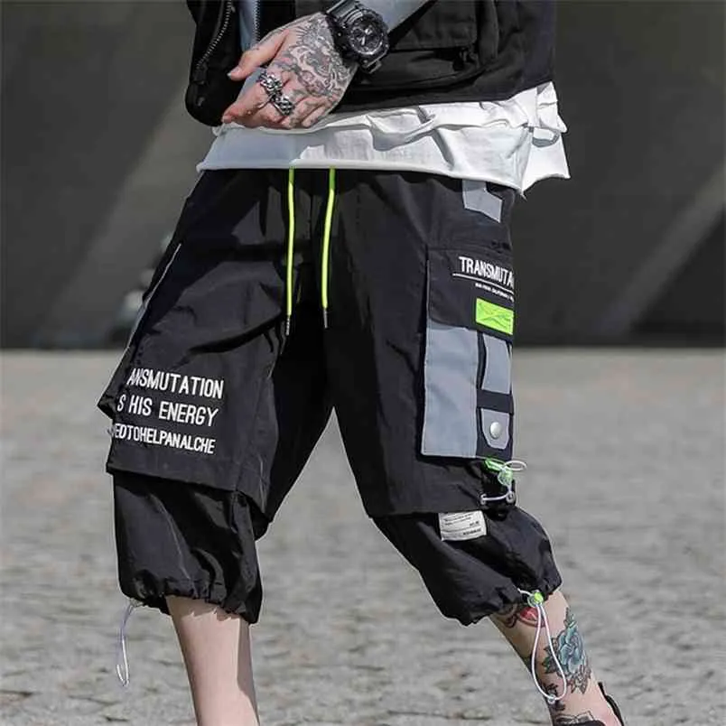 SFABL Sommer Hip Hop Shorts Männer Schwarz Harem Kurze Hosen Multi-Pocket Bänder Mann Streetwear Harajuku Lose Herren 3XL 210629