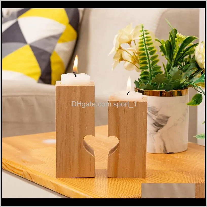 wooden tea light candle holder heart hollowed-out candlestick romantic table decoration for home birthday party wedding decoration